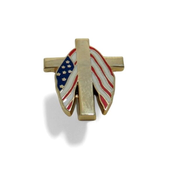American USA Flag with Cross Enamel PIN Brooch Set of 3 Patriotic Christian - Picture 7 of 10